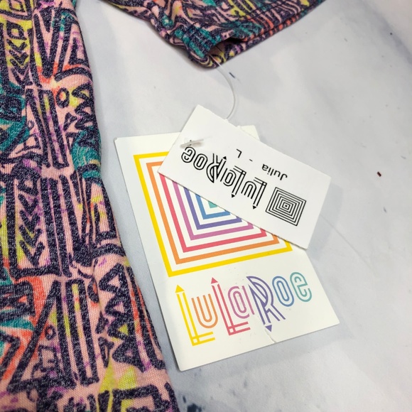 Lularoe Pastel Geometric Julia Fitted Dress - Picture 6 of 8